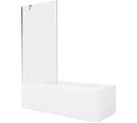 Mexen Cubik baignoire rectangulaire 160 x 70 cm avec habillage et paravent 1 volet 90 cm, transparent, chrome 22118 5905315203441