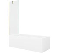 Mexen Cubik baignoire rectangulaire 160 x 70 cm avec habillage et pare-baignoire 1 volet 60 cm, transparent, doré 22121 5905315203472