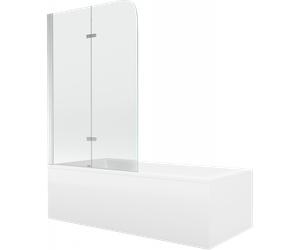 Mexen Cubik baignoire rectangulaire 160 x 70 cm avec habillage et pare-baignoire à 2 volets 80 cm, transparent, chrome 13024 5907709162143