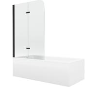 Mexen Cubik baignoire rectangulaire 160 x 70 cm avec habillage et paroi 2 volets 80 cm, transparent, noir - 550316070X9008027000 13026 5907709162150