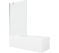 Mexen Cubik baignoire rectangulaire 160 x 70 cm avec habillage et paroi de bain 1 volet 100 cm, transparent, chrome 22119 5905315203458