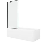 Mexen Cubik baignoire rectangulaire 160 x 70 cm avec habillage et paroi de douche 1 volet 80 cm, motif noir 22135 5905315203618
