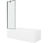 Mexen Cubik baignoire rectangulaire 160 x 70 cm avec habillage et paroi de douche à 1 volet 60 cm, motif noir 22133 5905315203595