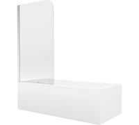 Mexen Cubik baignoire rectangulaire 160 x 70 cm avec habillage et paroi de douche à 1 volet 75 cm, transparent, chromé 13019 5907709162129