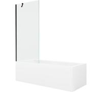 Mexen Cubik baignoire rectangulaire 160 x 70 cm avec habillage et paroi de douche à 1 volet 80 cm, transparent, noir 22129 5905315203557
