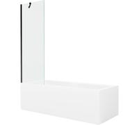 Mexen Cubik baignoire rectangulaire 160 x 70 cm avec tablier et écran pare-baignoire à 1 volet 60 cm, transparent, noir 22127 5905315203533