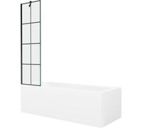 Mexen Cubik baignoire rectangulaire 160 x 70 cm avec tablier et pare-baignoire à 1 volet de 50 cm, motif noir 22138 5905315203649