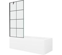 Mexen Cubik baignoire rectangulaire 160 x 70 cm avec tablier et paroi de douche à 1 vantail 80 cm, motif noir 22141 5905315203670