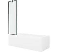 Mexen Cubik baignoire rectangulaire 160 x 70 cm avec tablier et paroi de douche à 1 volet 50 cm, motif noir 22132 5905315203588