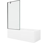 Mexen Cubik baignoire rectangulaire 160 x 70 cm avec tablier et paroi de douche à 1 volet 90 cm, motif noir 22136 5905315203625