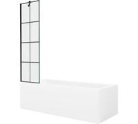 Mexen Cubik baignoire rectangulaire 170 x 70 cm avec habillage et paravent à 1 battant 50 cm, motif noir - 550317070X9505007077 22168 5905315203045