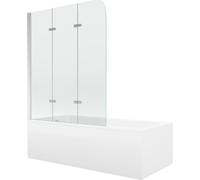 Mexen Cubik baignoire rectangulaire 170 x 70 cm avec habillage et paroi de baignoire à 3 panneaux 120 cm, transparent, chromé 13059 5907709107731