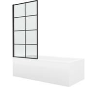 Mexen Cubik baignoire rectangulaire 170 x 70 cm avec habillage et paroi de douche à 1 volet 70 cm, motif noir fixe 13069 5907709162365