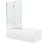 Mexen Cubik baignoire rectangulaire 170 x 70 cm avec habillage et paroi de douche à 2 volets 80 cm, transparent, chrome 13055 5907709162303