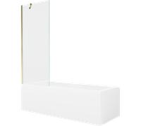 Mexen Cubik baignoire rectangulaire 170 x 70 cm avec tablier et paravent 1 volet 70 cm, transparent, doré 22152 5905315202888