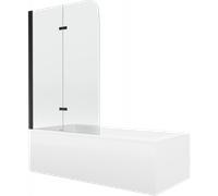 Mexen Cubik baignoire rectangulaire 170 x 70 cm avec tablier et paravent à 2 battants 100 cm, transparent, noir 13058 5907709162334