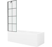 Mexen Cubik baignoire rectangulaire 170 x 70 cm avec tablier et paroi de douche à 1 volet 60 cm, motif noir 22169 5905315203052