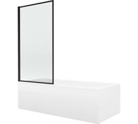 Mexen Cubik baignoire rectangulaire 170 x 70 cm avec tablier et paroi de douche à 1 volet 80 cm, motif noir fixé 13073 5907709162396
