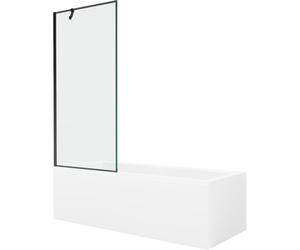 Mexen Cubik baignoire rectangulaire 170 x 70 cm avec tablier et paroi de douche à 1 volet de 80 cm, motif noir 22165 5905315203014