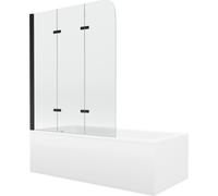 Mexen Cubik baignoire rectangulaire 170 x 70 cm avec tablier et paroi de douche à 3 volets 120 cm, transparent, noir 13067 5907709162341