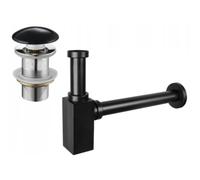 Mexen demi-siphon de lavabo carré avec bouchon céramique clic-clac, sans trop-plein, noir - 7991060-75 6529 5907709135512