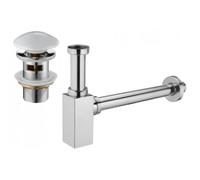 Mexen demi-siphon de lavabo carré avec bouchon céramique click-clack, avec trop-plein, chrome/blanc - 7992060-02 6536 5907709135420