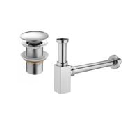 Mexen demi-siphon de lavabo carré avec bouchon clic-clac, sans trop-plein, chrome - 7991060-00 6520 5907709135413
