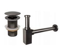 Mexen demi-siphon de lavabo carré avec bouchon clic-clac, sans trop-plein, graphite - 7991060-66 6524 5907709135567