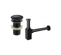 Mexen demi-siphon de lavabo carré avec bouchon clic-clac, sans trop-plein, noir - 7991060-70 6525 5907709135499