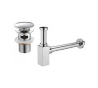 Mexen demi-siphon de lavabo carré avec bouchon click-clack, avec trop-plein, chromé - 7992060-00 6530 5907709135406