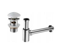 Mexen demi-siphon de lavabo rond avec bouchon céramique clic-clac, avec trop-plein, chrome/blanc - 7992050-02 6513 5907709127074