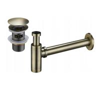 Mexen demi-siphon de lavabo rond avec bouchon clic-clac, avec trop-plein, laiton antique - 7992050-40 6511 5907709135383