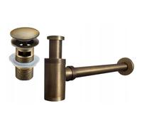 Mexen demi-siphon de lavabo rond avec bouchon click-clack, avec trop-plein, bronze antique - 7992050-30 6514 5907709135598