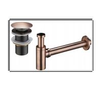 Mexen demi-siphon de lavabo rond avec bouchon click-clack, sans trop-plein, cuivre antique - 7991050-45 6497 5907709135376
