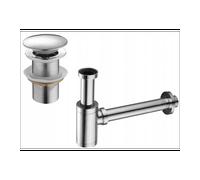 Mexen demi-siphon d'évier rond avec bouchon clic-clac, sans trop-plein, chrome - 7991050-00 6479 5907709127098