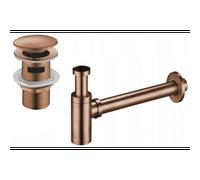 Mexen demi-siphon lavabo rond avec bouchon click-clack, avec trop-plein, or rose - 7992050-60 6507 5907709135345
