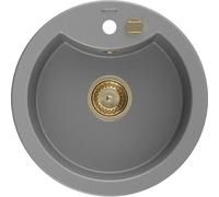 Mexen Diego évier en granit 1 bac 488 x 480 mm, gris, siphon doré - 6512481000-71-G 16197 5905315012067