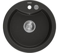 Mexen Diego évier en granit 1 bac 488 x 480 mm, noir/doré métallisé, siphon chromé - 6512481000-75 4038 5907709194601