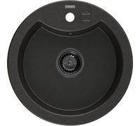 Mexen Diego évier en granit 1 bac 488 x 480 mm, noir/or métallique, siphon noir - 6512481000-75-B 16352 5905315013279