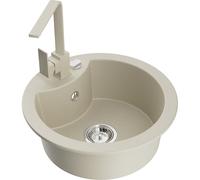Mexen Diego Évier en granit 1 bac avec robinet de cuisine Rita, beige - 6512-69-670300-69 17493 5905315019820