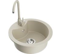 Mexen Diego évier en granit 1 bac avec robinet de cuisine Telma, beige - 6512-69-670200-69 6285 5907709160491