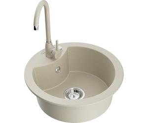 Mexen Diego évier en granit 1 bac avec robinet de cuisine Telma, beige - 6512-69-670200-69 6285 5907709160491