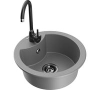 Mexen Diego évier en granit 1 bac avec robinet de cuisine Telma, gris - 6512-71-670200-70-B 18357 5905315015310