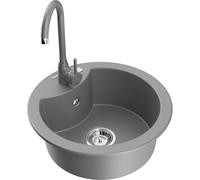 Mexen Diego évier en granit 1 bac avec robinet de cuisine Telma, gris - 6512-71-670200-71 6287 5907709160514