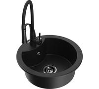 Mexen Diego évier en granit 1 cuve avec robinet de cuisine Aster, noir - 6512-77-73450-70-B 19213 5905315046703