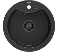 Mexen Diego évier en granit à 1 bac 488 x 480 mm, noir/métallisé doré, siphon noir - 6512481000-75-B 16352 5905315013279