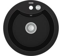 Mexen Diego évier en granit à 1 bac 488 x 480 mm, noir, siphon chromé - 6512481000-77 4040 5907709194625
