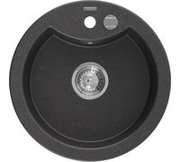 Mexen Diego évier granit 1-bac 488 x 480 mm, noir moucheté, siphon chromé - 6512481000-76 4039 5907709194618
