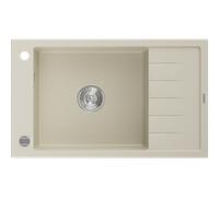 Mexen Elias évier de cuisine en granit 1 bac avec égouttoir 795 x 480 mm, beige, siphon chromé - 6511791005-69 4010 5907709194496