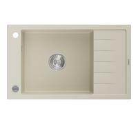Mexen Elias évier en granit 1 bac avec égouttoir 795 x 480 mm, beige, siphon chromé - 6511791005-69 4010 5907709194496
